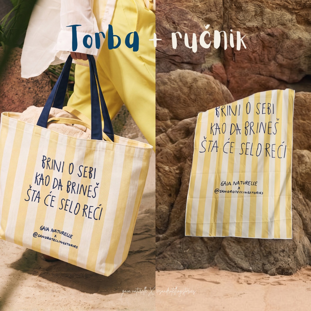 Yellow bag & towel — campaign creative