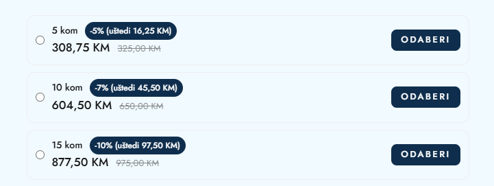 Quantity-based offers screenshot