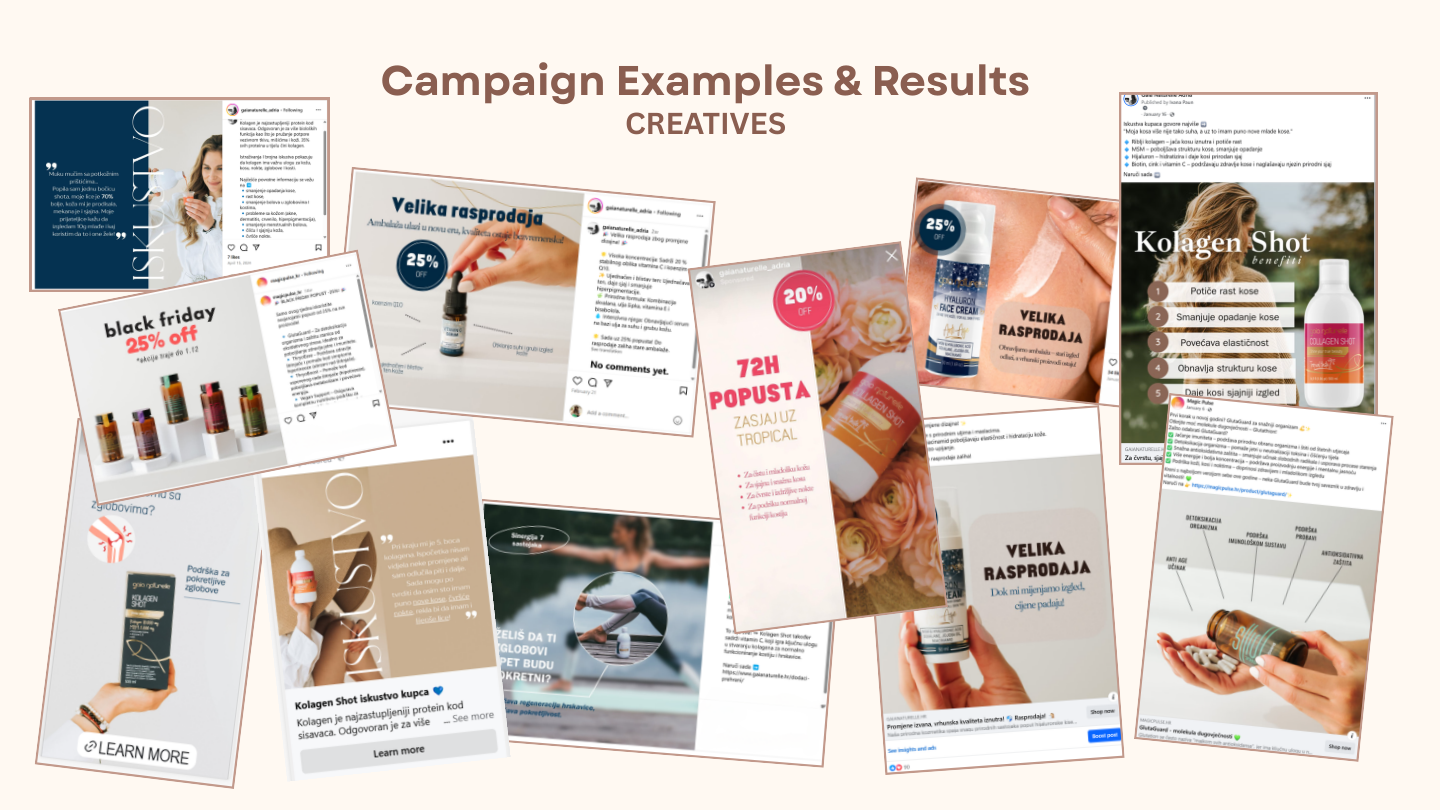 Selection of social media and advertising creatives